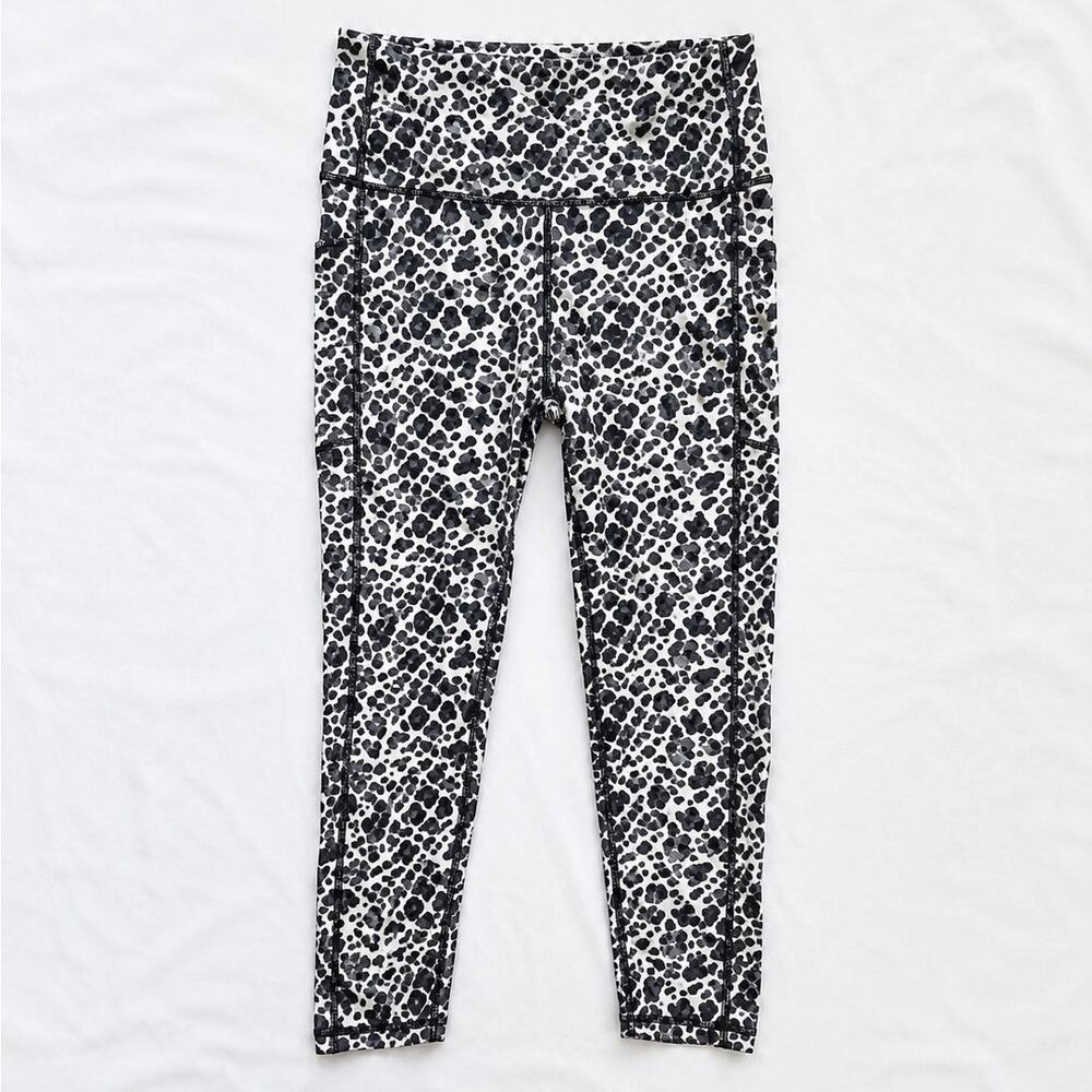 ZYIA Black & White Leopard Print High Rise Pocket Leggings | Size S